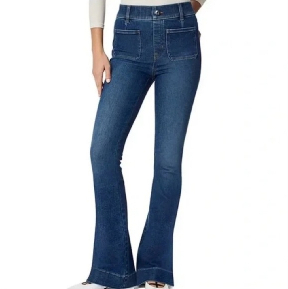 SPANX shape EveryWear Flare Jeans pull-on style with patch pockets Size XL